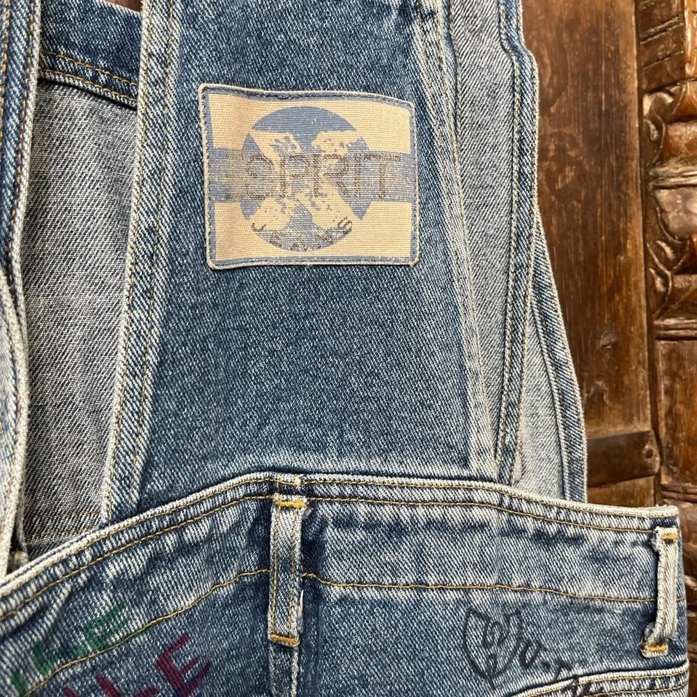 Vintage Esprit Hand-Painted Denim Overalls | 90s Graffiti Art Jeans | Size S - Picture 5 of 8